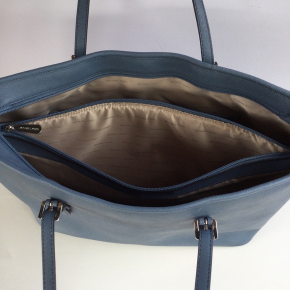 Michael Kors Jet Set Saffiano Leather Large Travel Vacation Shoulder Bag Tote MK - Picture 6 of 16